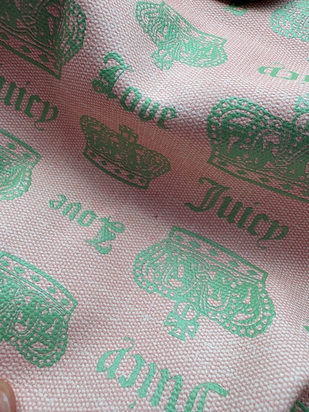 NWT Juicy Couture Pink Satchel with Mint Green Print - Picture 6 of 7